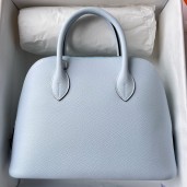 Hermes Bolide 1923 25 Handmade Bag In Blue Brume Epsom Calfskin JM1949Fo38