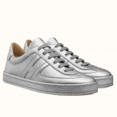 Hermes Boomerang Sneakers In Silver Epsom Leather JM388sf78