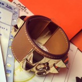 Hermes Brown Epsom Collier de Chien Bracelet Size S JM1715Wc12