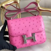 Hermes Constance 18 Handmade Bag In Pink Ostrich Leather JM1237Qv86