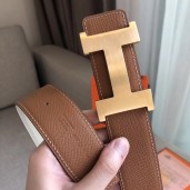 Hermes Constance 2 Belt Buckle & Brown/White Epsom 42MM Strap JM1814Pf97