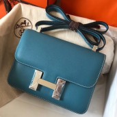 Hermes Constance 24 Handmade Bag In Blue Jean Epsom Leather JM921Nl93