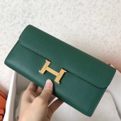 Hermes Constance Long Wallet In Malachite Epsom Leather JM829iT17