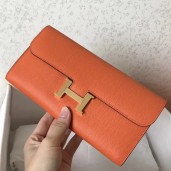 Hermes Constance Long Wallet In Orange Epsom Leather JM922aC46