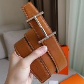Hermes H d'Ancre Reversible Belt In Gold/Red Epsom Leather JM2091zd42