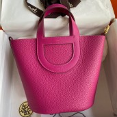 Hermes In The Loop 18 Handmade Bag in Rose Purple Clemence Leatherther JM1642QT69