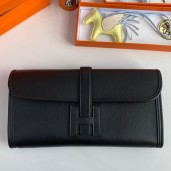 Hermes Jige Elan 29 Clutch Bag In Black Swift Calfskin JM129hs91
