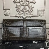 Hermes Jige Elan 29 Clutch In Chocolate Crocodile Leather JM507jk62
