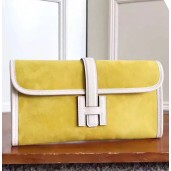 Hermes Jige Elan 29 Clutch In Yellow Suede Calfskin JM330Sy67