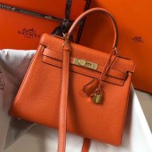 Hermes Kelly 25cm Retourne Bag In Orange Clemence Leather JM1711mx92