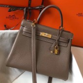 Hermes Kelly 32cm Bag In Taupe Grey Clemence Leather GHW JM1030Np64