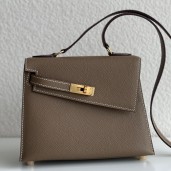 Hermes Kelly En Desordre 20 Handmade Bag In Taupe Epsom Calfskin JM1278Mw52
