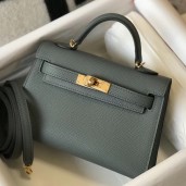 Hermes Kelly Mini II Bag In Vert Amande Epsom Leather GHW JM261jq27