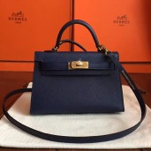 Hermes Kelly Mini II Handmade Bag In Sapphire Epsom Leather JM1858Gp56