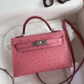 Hermes Kelly Mini II Handmade Bag In Terre Cutie Ostrich Leather JM828Wx63