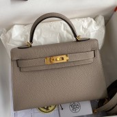 Hermes Kelly Mini II Sellier Handmade Bag In Gris Asphalt Epsom Calfskin JM669Lp50