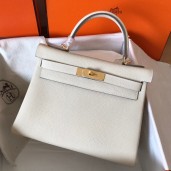 Hermes Kelly Retourne 28 Handmade Bag In Craie Clemence Leather JM1726kK84
