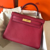 Hermes Kelly Retourne 28 Handmade Bag In Ruby Clemence Leather JM424dV68