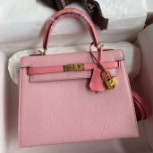 Hermes Kelly Sellier 25 Bicolor Bag in Rose Confetti and Lipstick Mysore Goatskin JM929zN56