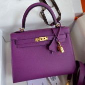 Hermes Kelly Sellier 25 Handmade Bag In Anemone Epsom Calfskin JM1707KD87