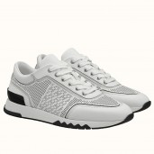 Hermes Men's C-Addict Sneakers In White Perforated Calfskin JM438KV93