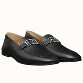 Hermes Men's Tenor Loafers In Black Calfskin JM806Hv51