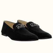 Hermes Men's Tenor Loafers In Black Suede Leather JM108vp28