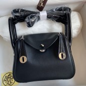 Hermes Mini Lindy Handmade Bag In Black Swift Leather JM941dW15