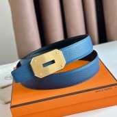 Hermes Neo Reversible Belt 32MM in Blue Clemence Leather JM1263Wj24