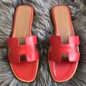Hermes Oran Sandals In Red Swift Leather JM786Ej26
