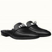 Hermes Oz Mules In Noir Calfskin JM202ZZ98