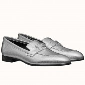 Hermes Paris Loafers In Silver Metallic Goatskin JM1992Ix66