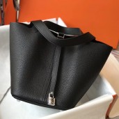 Hermes Picotin Lock 18 Bag In Black Clemence Leather JM641Qv86