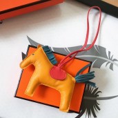 Hermes Rodeo Horse Bag Charm In Yellow/Piment/Green Leather JM2000Xy49