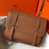 Hermes Steve 35 Messenger Bag In Brown Clemence Calfskin JM1702Xy49