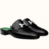 Hermes Trocadero Mules In Black Goatskin JM1350uw21