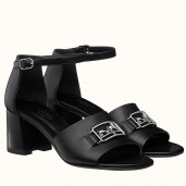 Hermes Viaggio 60MM Sandals In Black Leather JM1458GY14