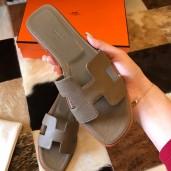 High Quality Replica Hermes Oran Slide Sandals In Taupe Epsom Calfskin JM1567Mj59