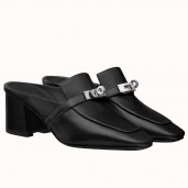 Hot Hermes Blossom Mules 60mm In Black Goatskin JM1004GO58