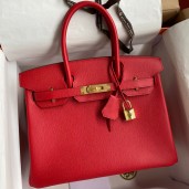 Imitation Hermes Birkin 30 Retourne Handmade Bag In Red Epsom Calfskin JM674Nj42