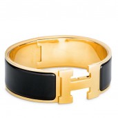 Imitation Hermes Black Enamel Clic Clac H PM Bracelet JM2007QA81