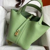 Imitation Hermes Picotin Lock 22 Handmade Bag in Vert Criquet Clemence Leather JM2067qe74