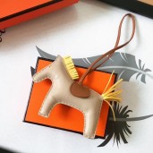 Imitation Hermes Rodeo Horse Bag Charm In Beige/Camarel/Yellow Leather JM275fw56