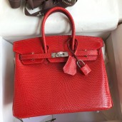 Knockoff Hermes Birkin 25 Retourne Handmade Bag In Red Lizard Leather JM123aP53