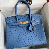 Knockoff Hermes Birkin 30 Retourne Handmade Bag In Mykonos Ostrich Leather JM1995jI43