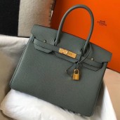 Knockoff Hermes Birkin 30cm Bag In Vert Amande Clemence Leather GHW JM207jI43