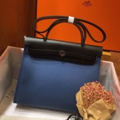 Knockoff Hermes Herbag Zip 31cm Bag In Black And Blue JM1180DM70