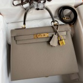 Knockoff Hermes Kelly Sellier 28 Handmade Bag In Gris Asphalt Epsom Calfskin JM1893tp21