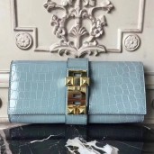Knockoff Hermes Medor Clutch Bag In Ciel Crocodile Leather JM1101jI43