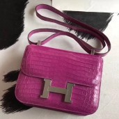 Luxury Replica Hermes Constance 24 Bag In Rose Scheherazade Niloticus Crocodile JM1659CF36